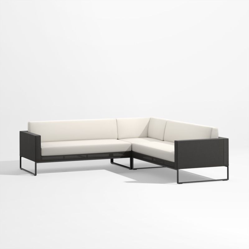 Dune 3-Piece Black and White L-Shaped Outdoor Sectional Sofa - image 0 of 3