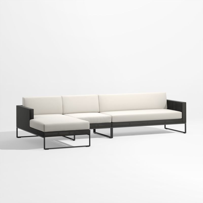 Dune 3-Piece Black and White Outdoor Sectional Sofa with Left-Arm Chaise - image 2 of 3