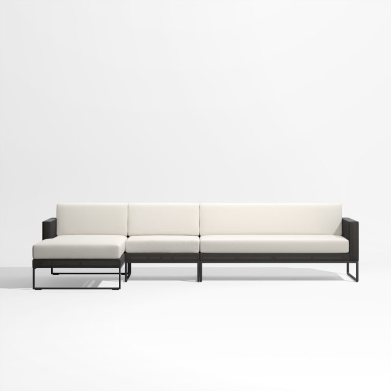 Dune 3-Piece Black and White Outdoor Sectional Sofa with Left-Arm Chaise - image 0 of 3