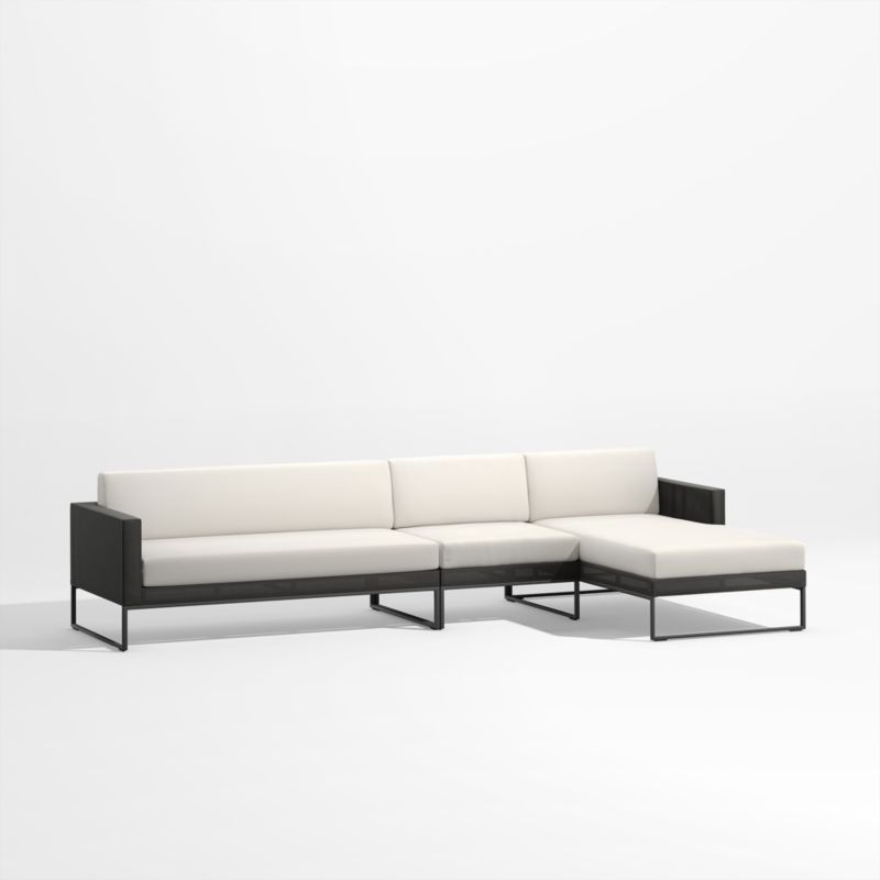 Dune 3-Piece Black and White Outdoor Sectional Sofa with Right-Arm Chaise - image 1 of 3