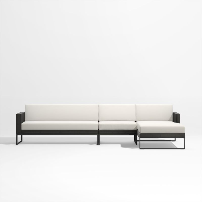 Dune 3-Piece Black and White Outdoor Sectional Sofa with Right-Arm Chaise - image 0 of 3