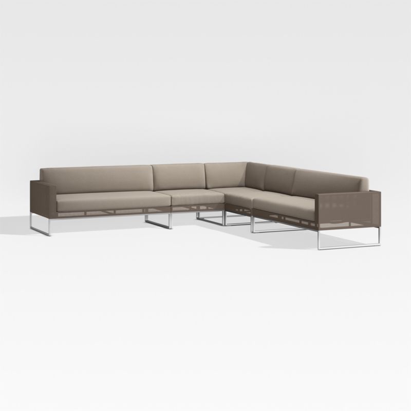 Dune 5-Piece Taupe L-Shaped Outdoor Sectional Sofa with Sunbrella ® Cushions - image 0 of 5