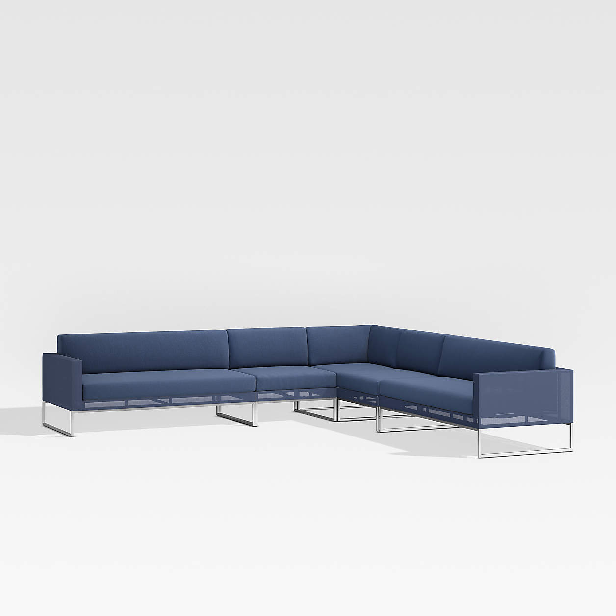 Dune 5Piece Navy LShaped Outdoor Patio Sectional Sofa with Sunbrella