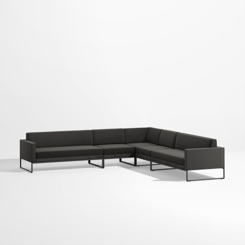 Dune -Piece Black L-Shaped Outdoor Sectional Sofa