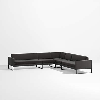 Dune 5-Piece Black L-Shaped Outdoor Sectional Sofa