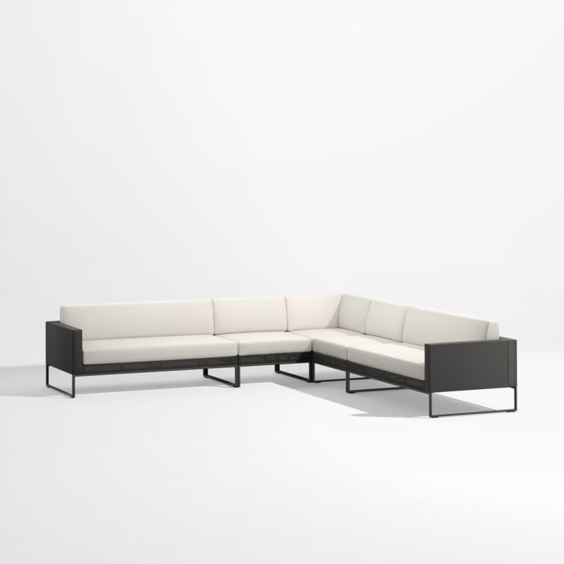 Dune 5-Piece Black and White L-Shaped Outdoor Sectional Sofa - image 0 of 3