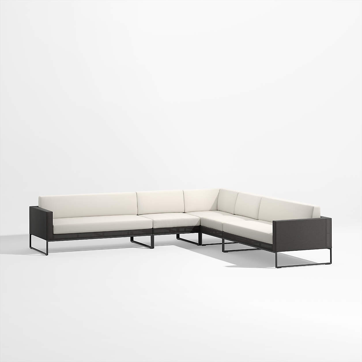 Dune 5Piece Black and White LShaped Outdoor Patio Sectional Sofa