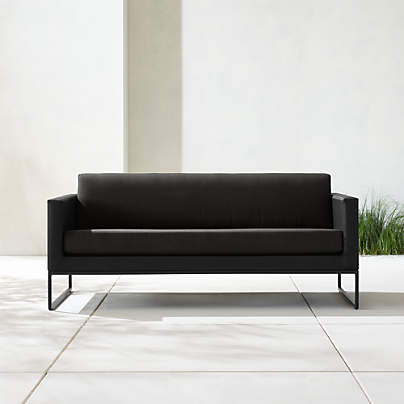 Dune 68" Black Outdoor Sofa with Black Cushions