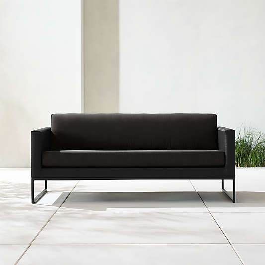 Dune 68" Black Outdoor Sofa with Black Cushions
