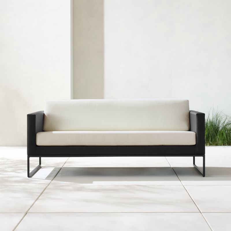 Dune 68" Black Outdoor Sofa with White Cushions - image 3 of 11