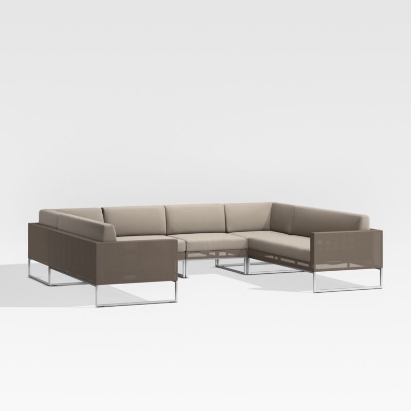 Dune 6-Piece Taupe U-Shaped Outdoor Sectional Sofa with Sunbrella ® Cushions - image 0 of 4