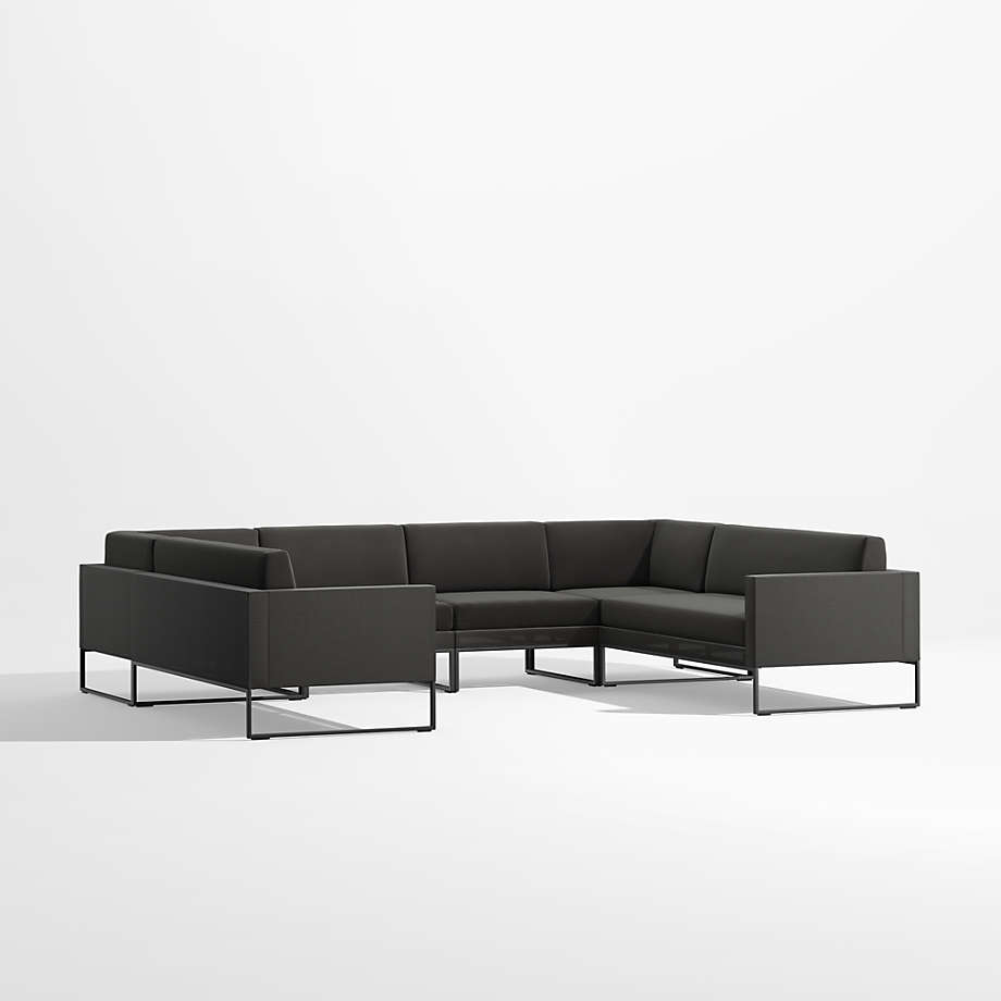 Dune 6Piece Black UShaped Outdoor Patio Sectional Sofa Crate & Barrel