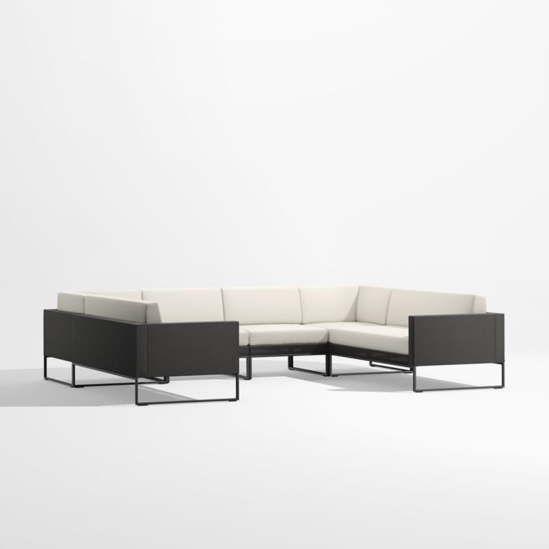 Dune 6-Piece Black and White U-Shaped Outdoor Sectional Sofa - image 0 of 3