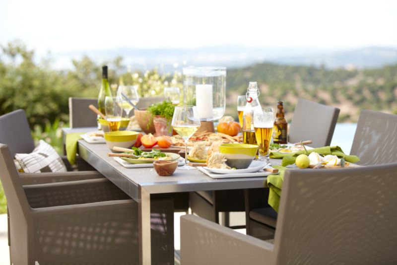 Dune Rectangular Outdoor Dining Table with Pebbled Glass - image 8 of 13