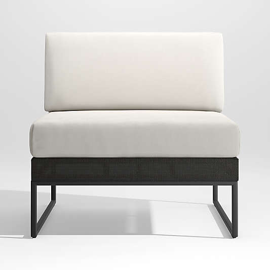 Dune Black Outdoor Armless Chair with White Cushions