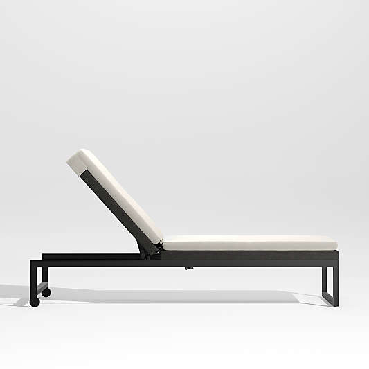 Dune Black Outdoor Chaise Lounge with White Cushion