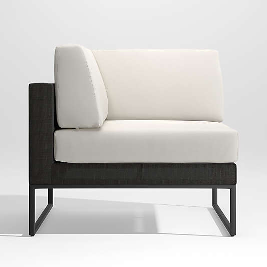 Dune Black Outdoor Corner Chair with White Cushions