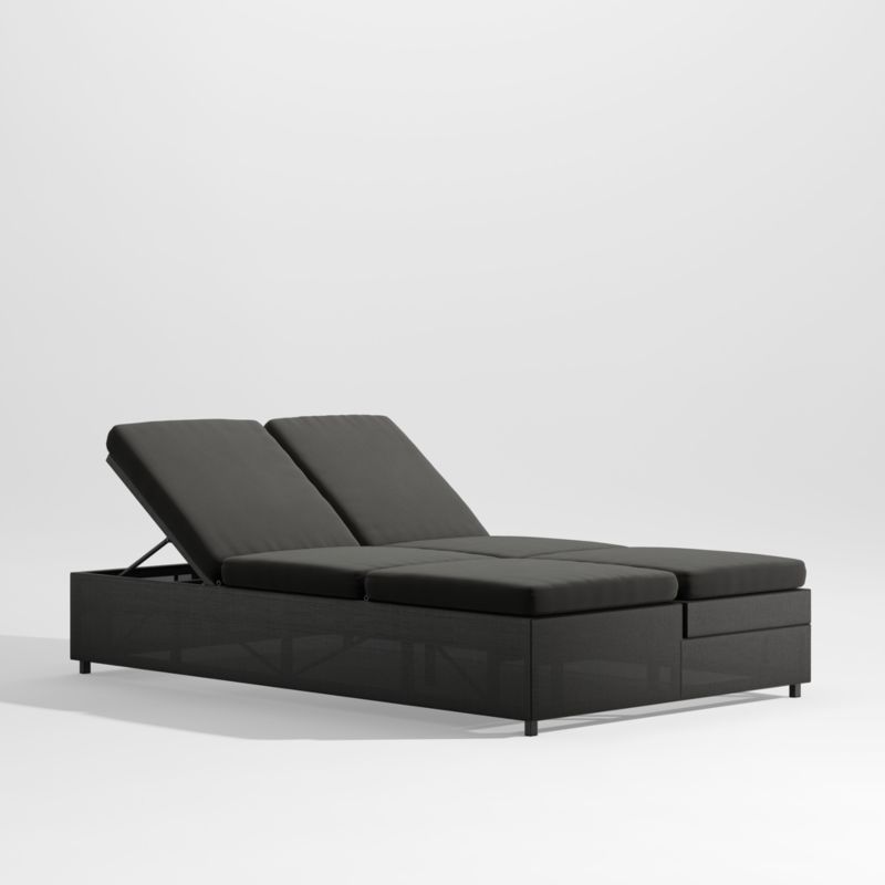 Dune Black Outdoor Double Chaise Sofa Lounge with Black Cushions - image 0 of 8