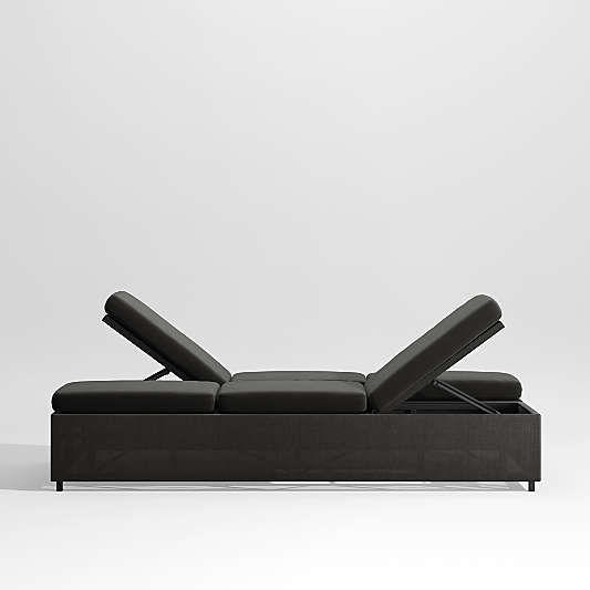 Dune Black Outdoor Double Chaise Sofa Lounge with Black Cushions