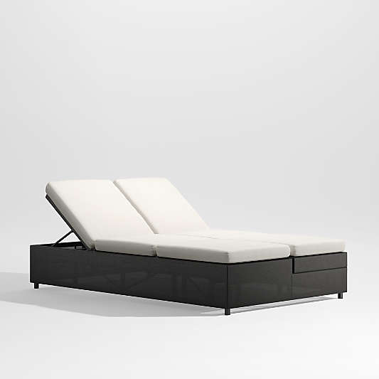 Dune Black Outdoor Double Sun Lounger Sofa with White Cushions
