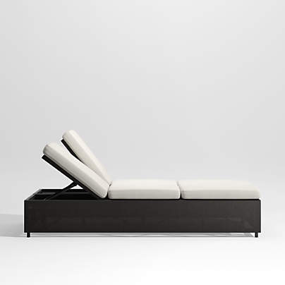 Dune Black Outdoor Double Chaise Sofa Lounge with White Cushions