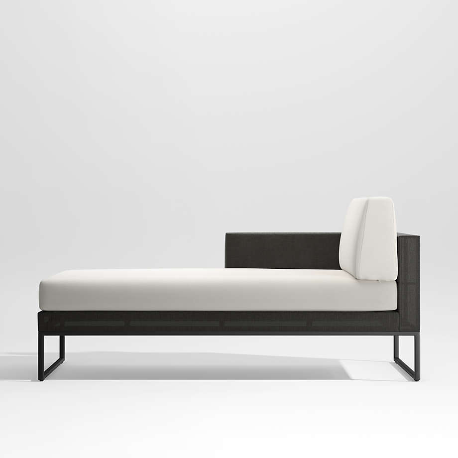 Dune Black Left Arm Outdoor Chaise with White Cushions Crate & Barrel