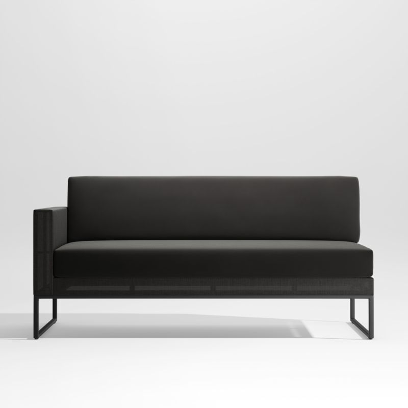 Dune Black Left Arm Outdoor Loveseat with Black Cushions - image 0 of 2