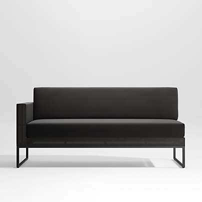 Dune Black Left Arm Outdoor Loveseat with Black Cushions