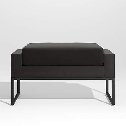 Black outdoor store ottoman