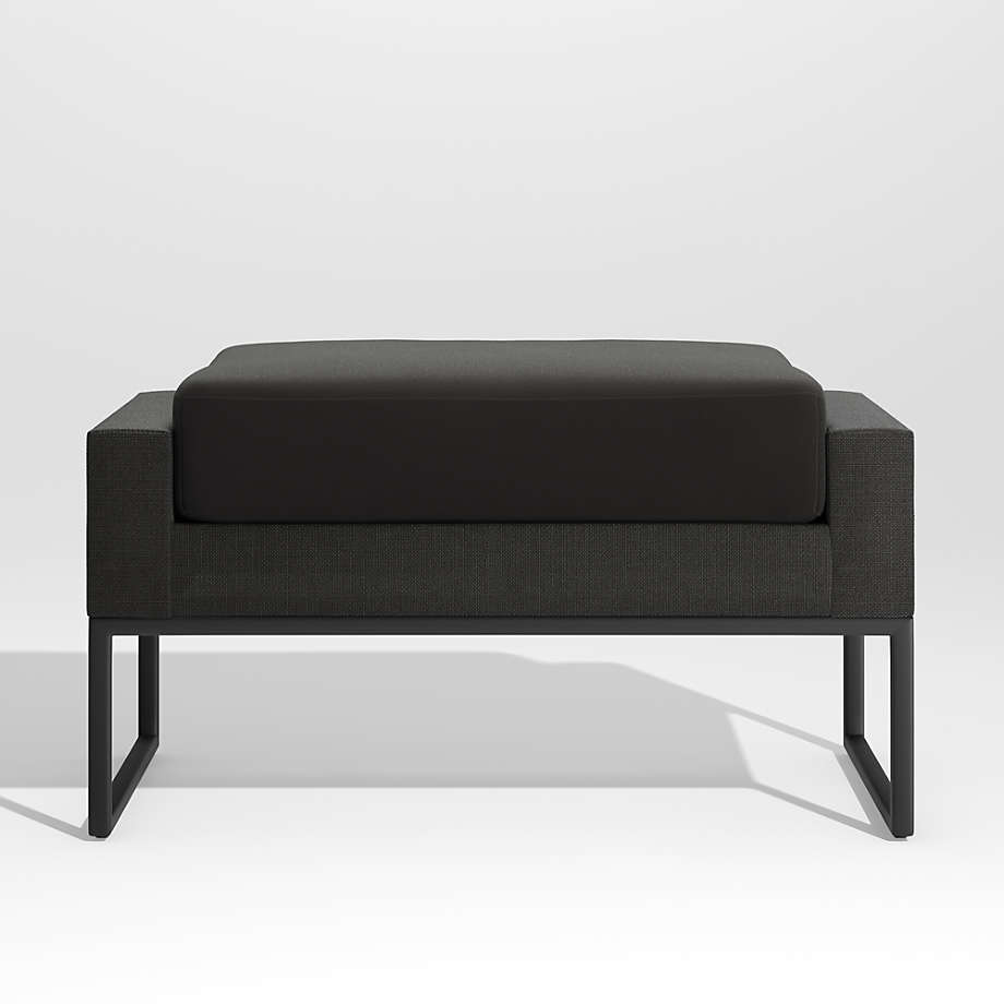 Dune Black Outdoor Ottoman with Black Cushion