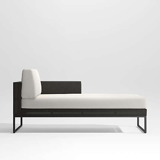 Dune Black Right Arm Outdoor Chaise with White Cushions