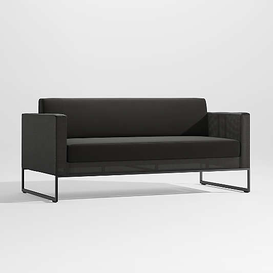 Dune 68" Black Outdoor Sofa with Black Cushions