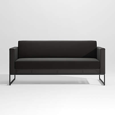 Dune 68" Black Outdoor Sofa with Black Cushions