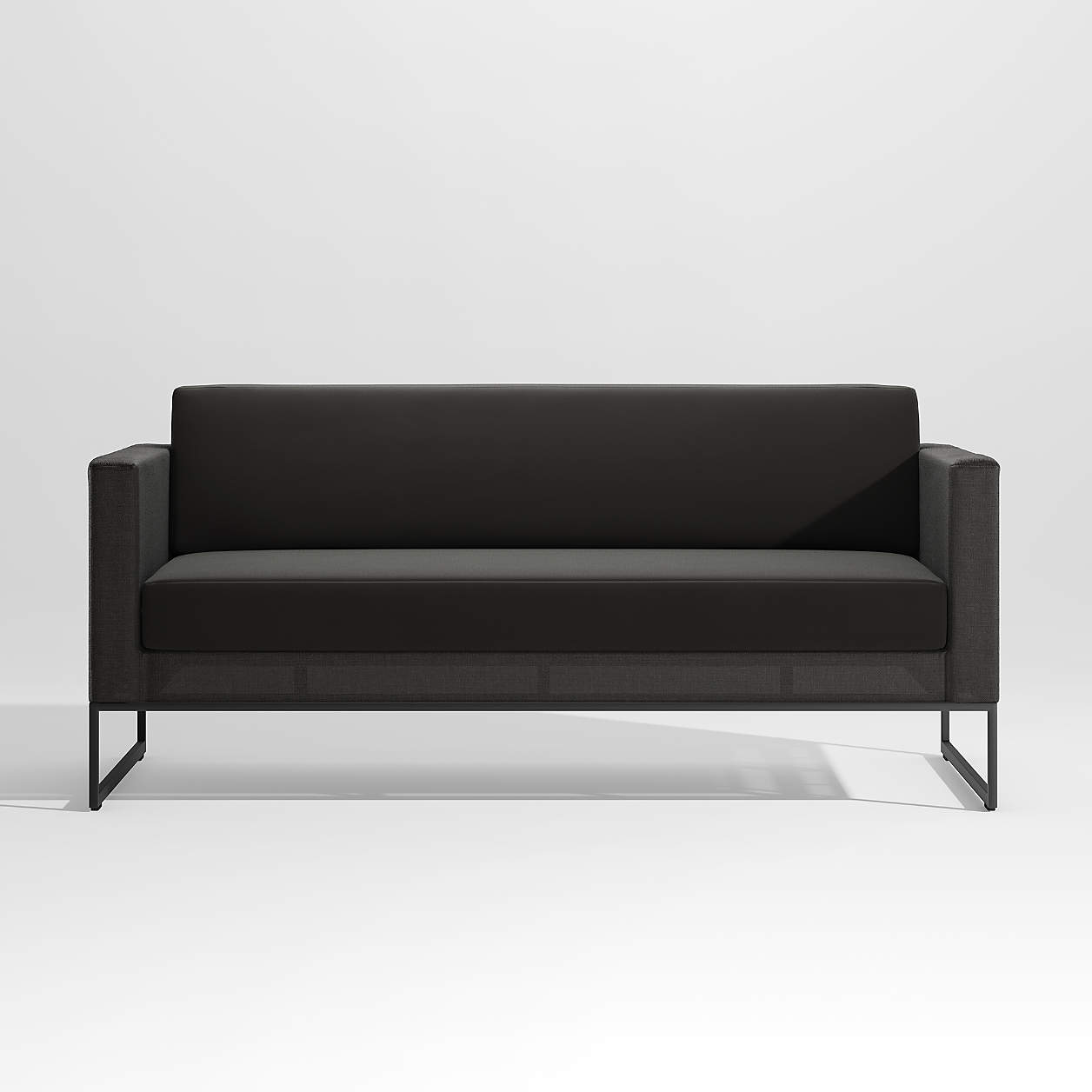 Dune Black Outdoor Sofa with Black Cushions + Reviews Crate & Barrel