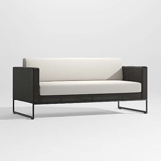 Dune 68" Black Outdoor Sofa with White Cushions