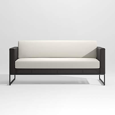 Dune 68" Black Outdoor Sofa with White Cushions