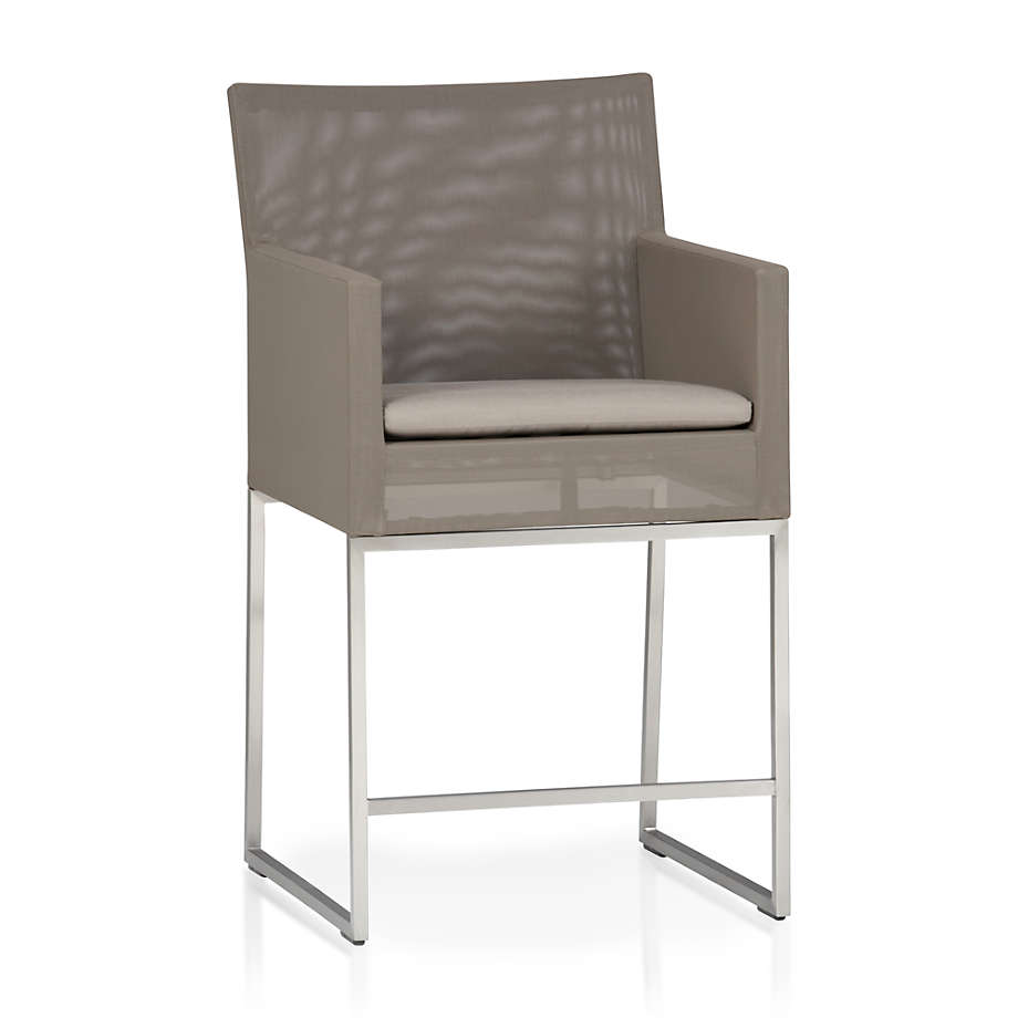 Dune Taupe Outdoor Patio Counter Stool with Sunbrella Cushion