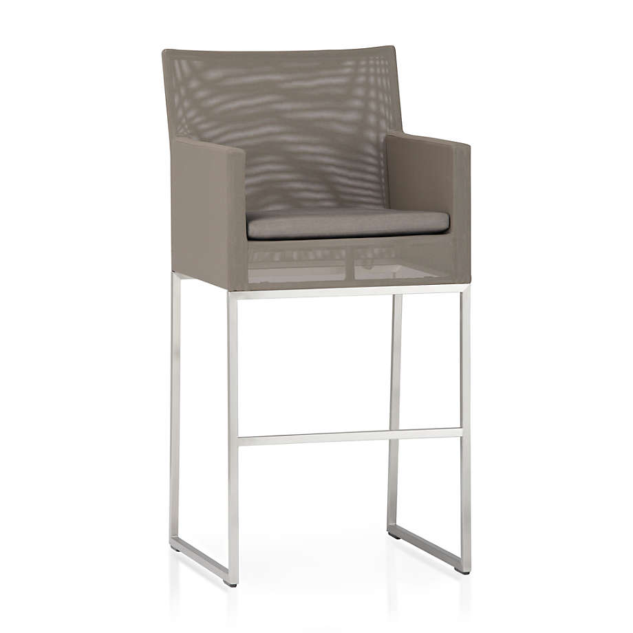 Dune Taupe Outdoor Patio Bar Stool with Sunbrella Cushion