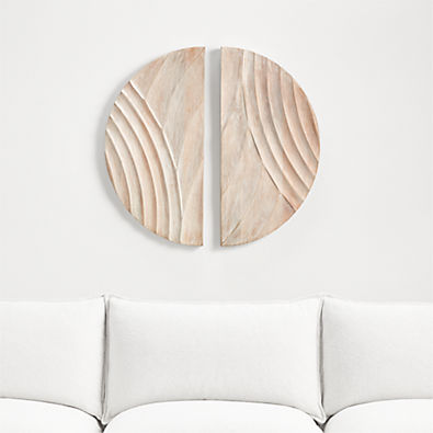 View 'Dune' Hand-Carved Bleached Wood Wall Art 30"x30" details