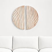 "Dune" Hand-Carved Bleached Wood Wall Art 30"x30"