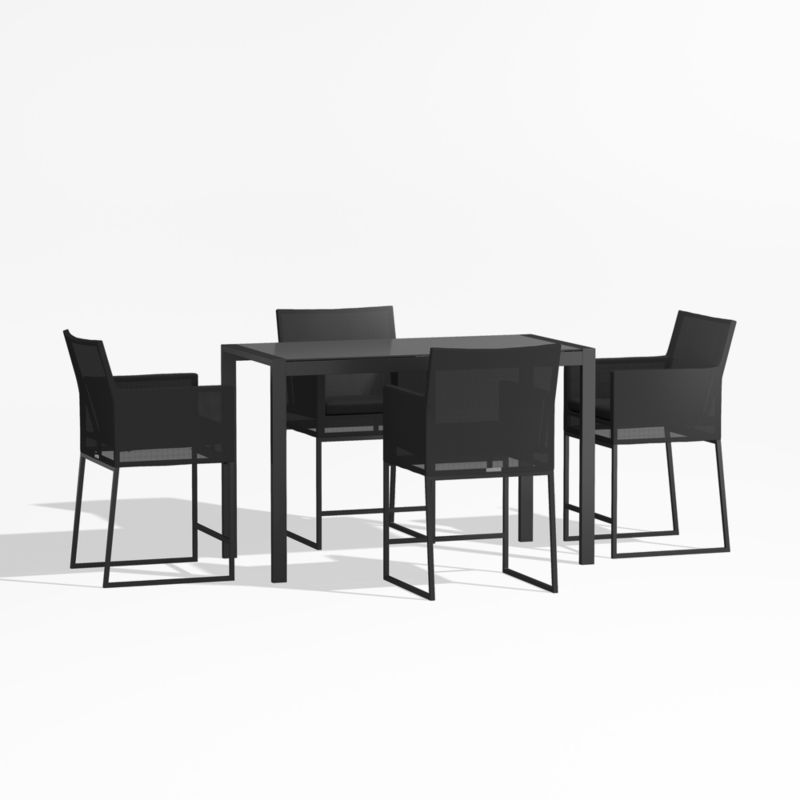 Dune Black Glass High Outdoor Dining Table Set