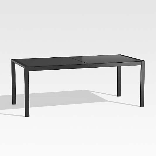 Dune 76" Rectangular Black Outdoor Glass Dining Table