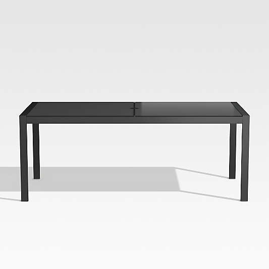 Dune 76" Rectangular Black Outdoor Glass Dining Table