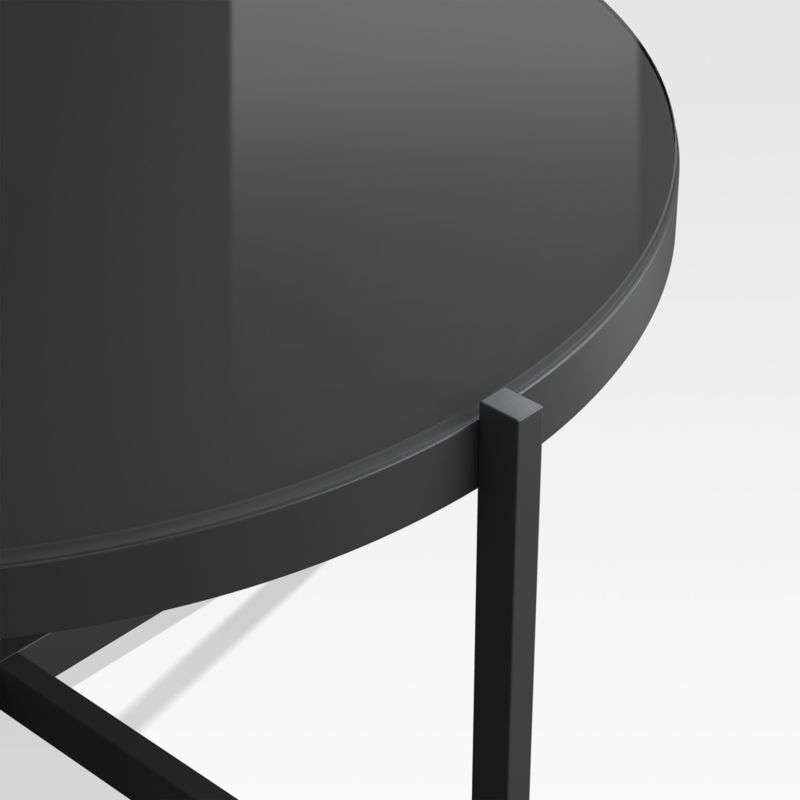 Dune Black Round Outdoor Coffee Table with Black Painted Glass