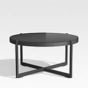 Dune Black Round Outdoor Coffee Table with Black Painted Glass