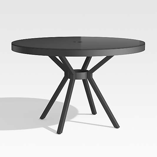 Dune 48" Black Outdoor Round Glass Dining Table