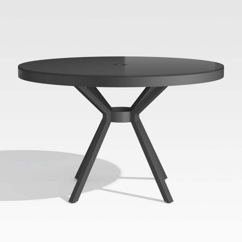 Dune 48" Black Outdoor Round Glass Dining Table - image 1 of 4