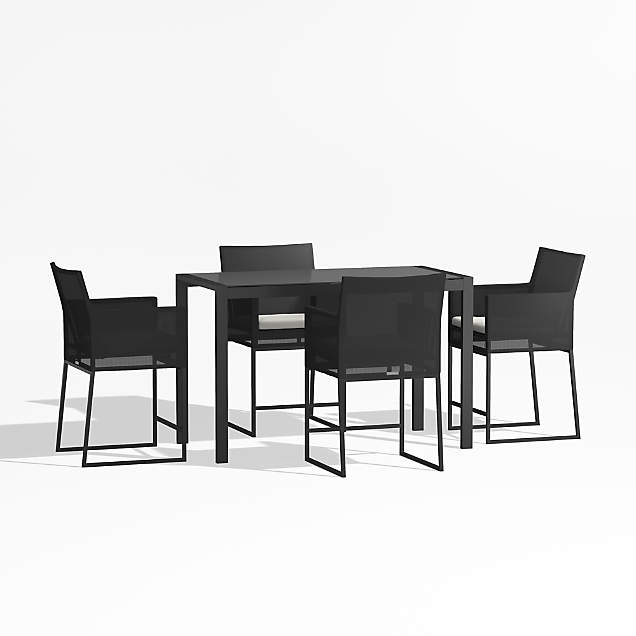 Dune 48" Black Outdoor Round Glass Dining Table Crate & Barrel