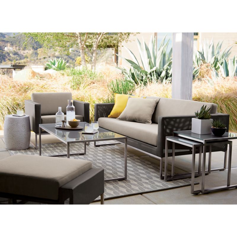 Dune Outdoor Coffee Table with Taupe Painted Glass - image 3 of 9