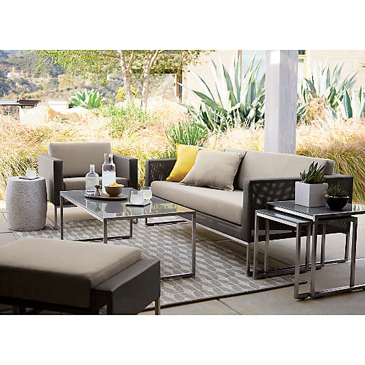 Dune Outdoor Coffee Table with Taupe Painted Glass